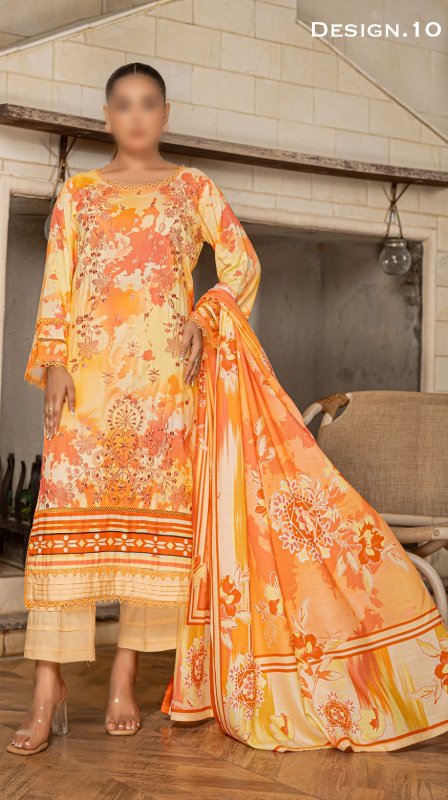 Fantak — AKS Vol.01 | 3 Piece Digital Print Staple Embroidered Suit