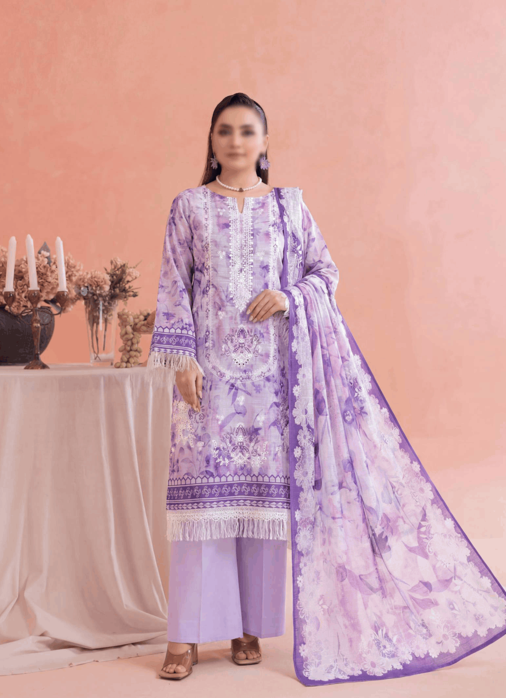 FANTAK DASTAK Vol .170 Digital Print Slub Lawn Embroidered Unstitched 3PC Suit