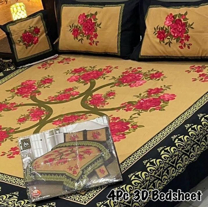 3D Panel Bedsheet Set (4PC) – King Size