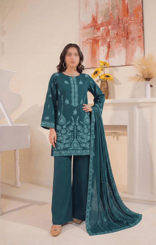 FANTAK LAAJ VOL 225 LUXURY SLUB LAWN EMBROIDED UNSTITCHED 3PCS SUIT
