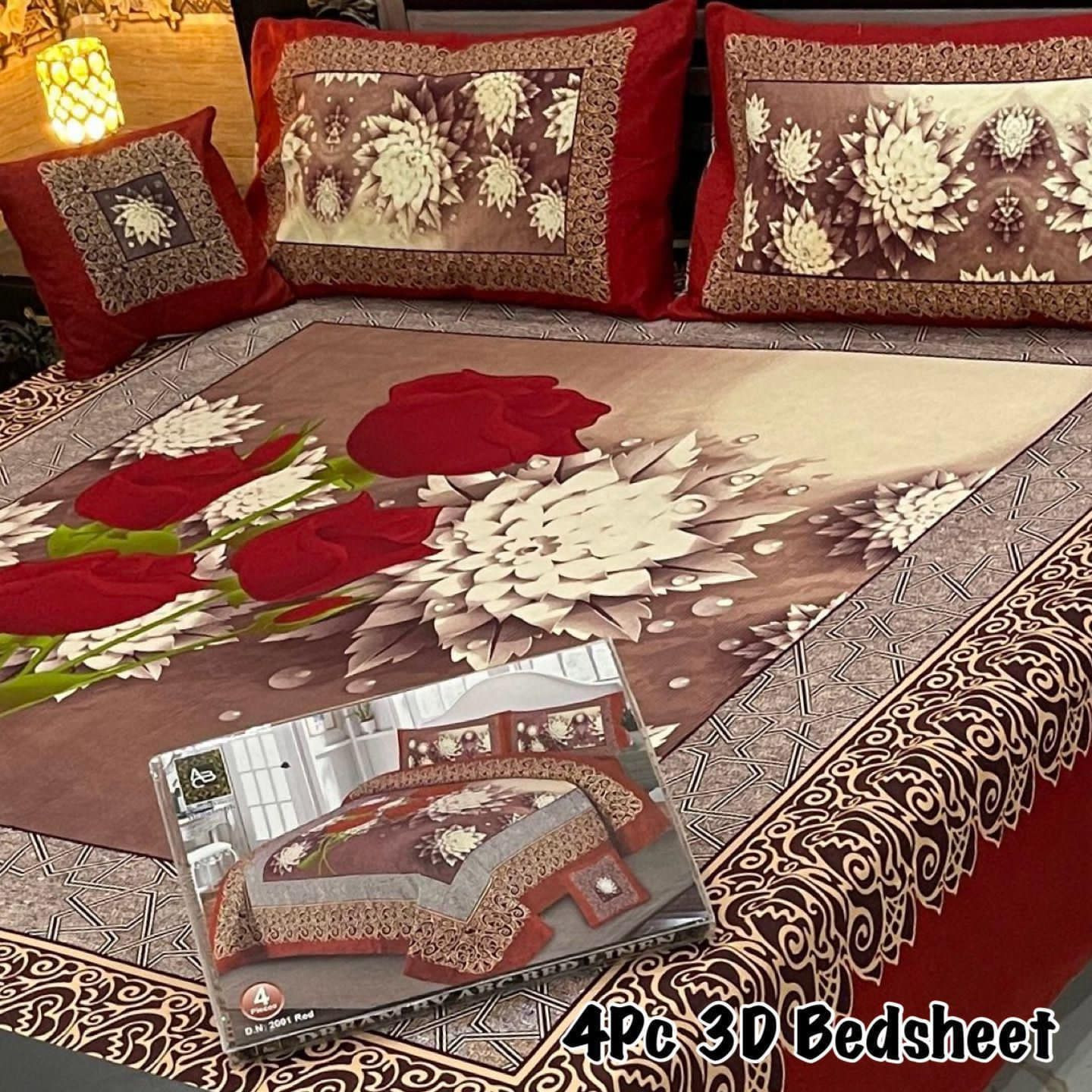 3D Panel Bedsheet Set (4PC) – King Size