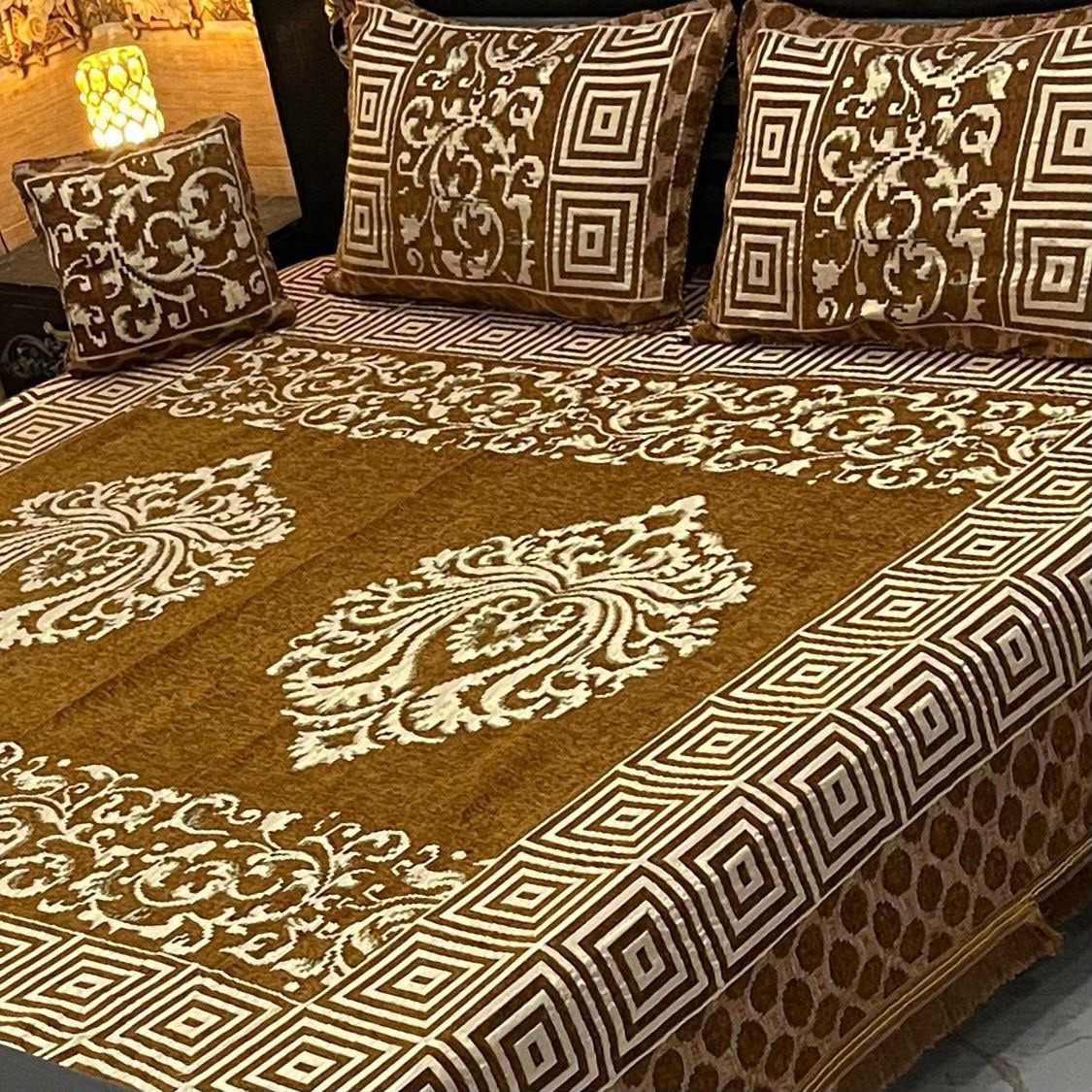 Velvet Jacquard Bedsheet Set (4PC) – King Size